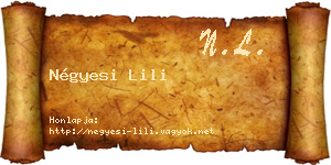 Négyesi Lili névjegykártya